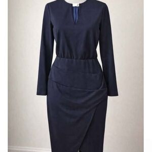 Elegant Navy Blue Long Sleeve Dress